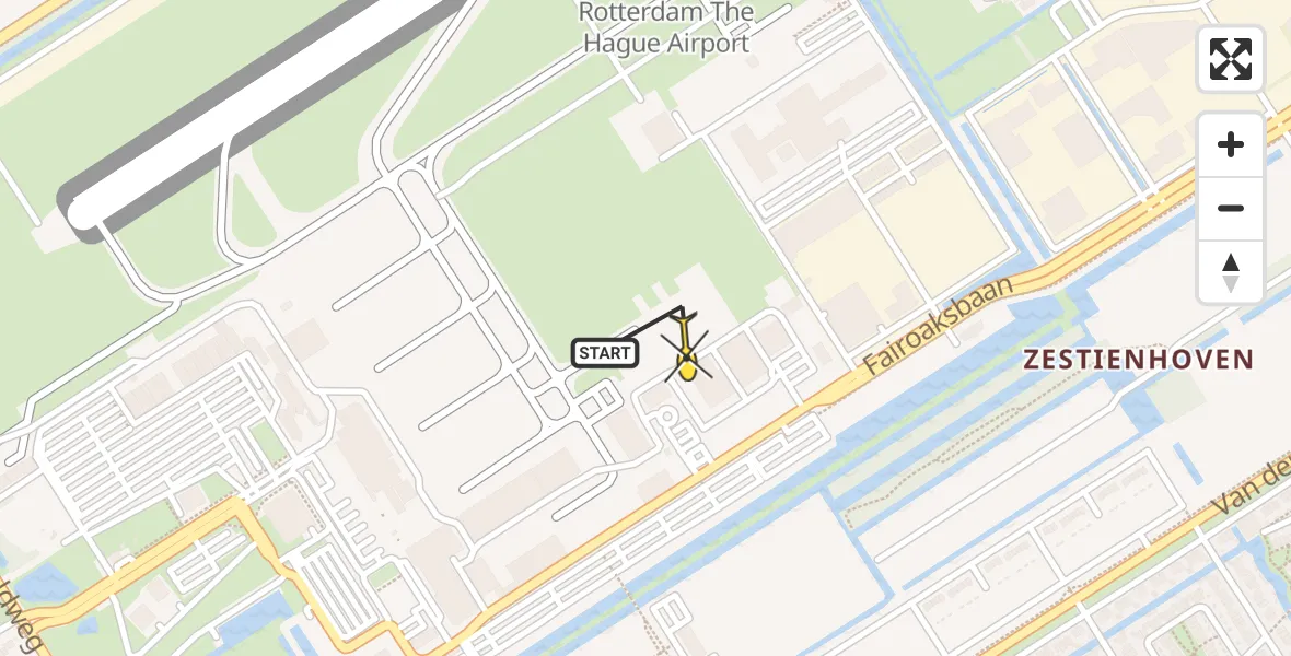 Routekaart van de vlucht: Kustwachthelikopter naar Rotterdam The Hague Airport, Fornebubaan