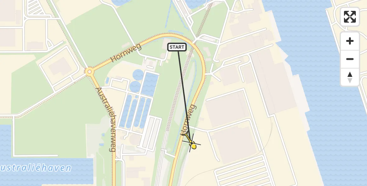 Routekaart van de vlucht: Traumaheli naar Amsterdam Heliport, Lipariweg
