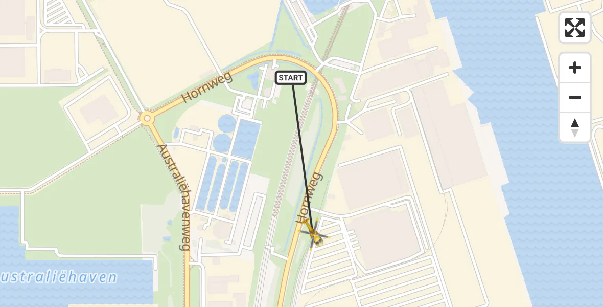 Vluchtroute Traumahelikopter van Amsterdam Heliport naar Amsterdam Heliport