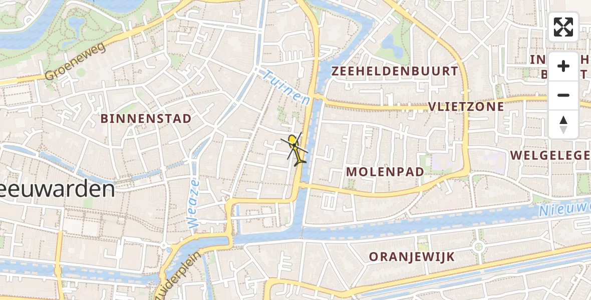 Vluchtroute Ambulancehelikopter van Leeuwarden naar Leeuwarden