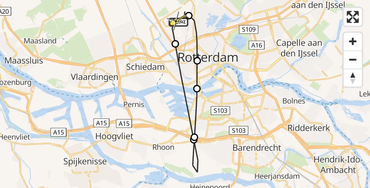 Routekaart van de vlucht: Lifeliner 2 naar Rotterdam The Hague Airport, Tuinieren voor ouderen