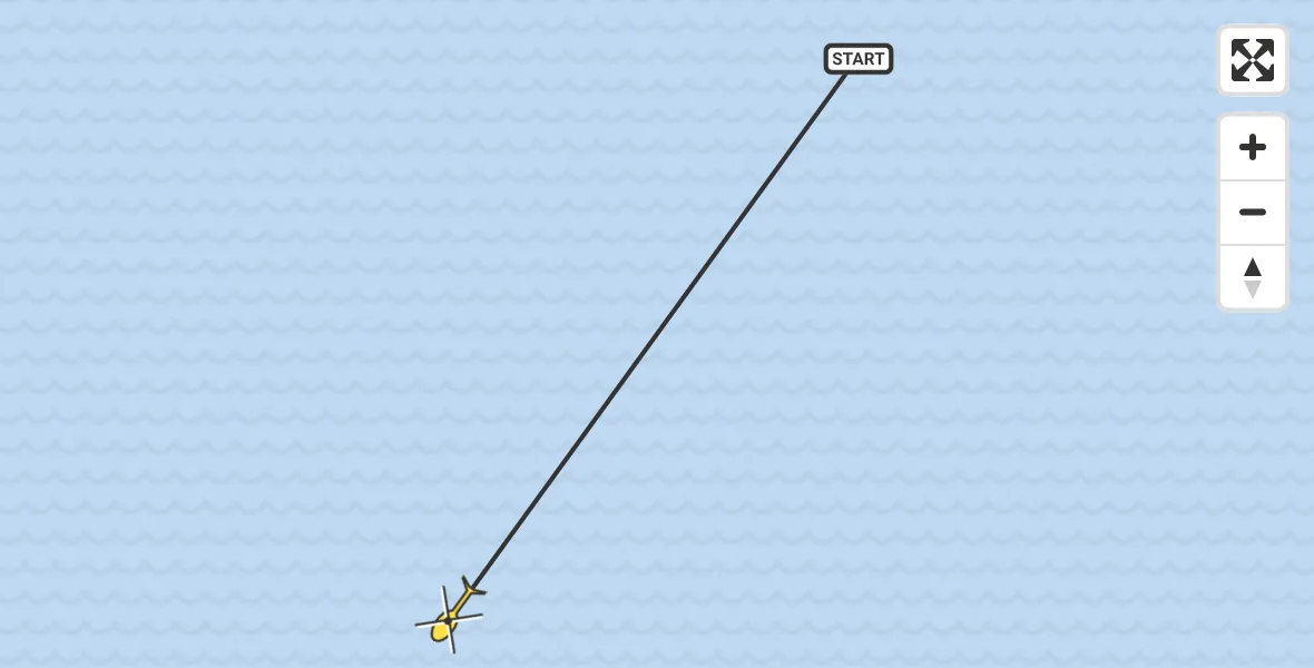 Routekaart van de vlucht: Kustwachthelikopter naar 