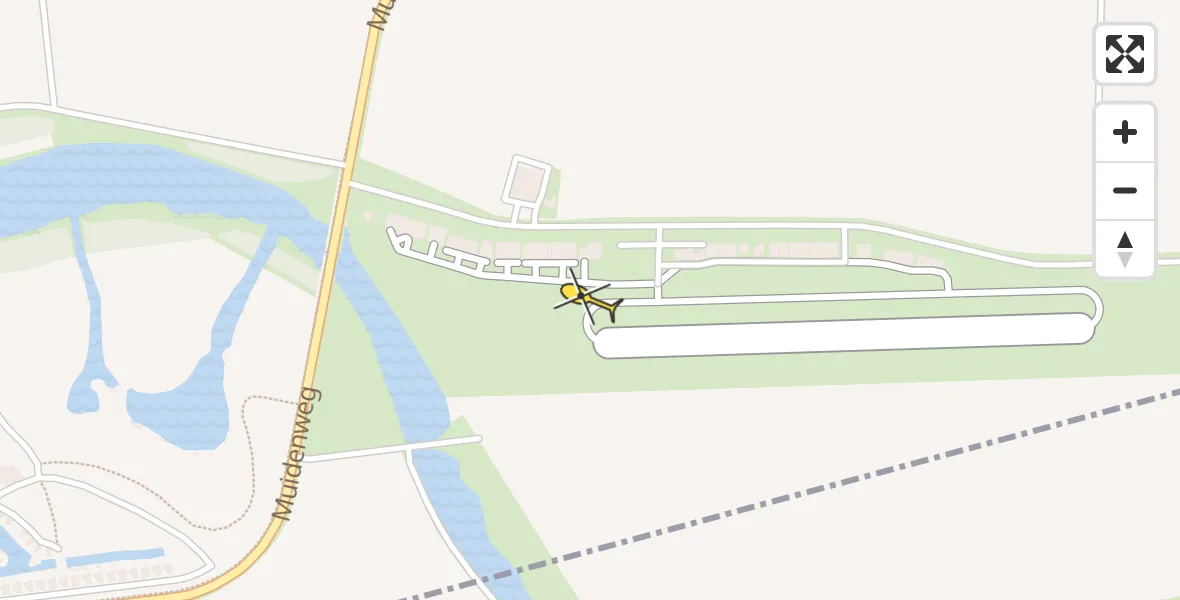Routekaart van de vlucht: Kustwachthelikopter naar Vliegveld Midden-Zeeland