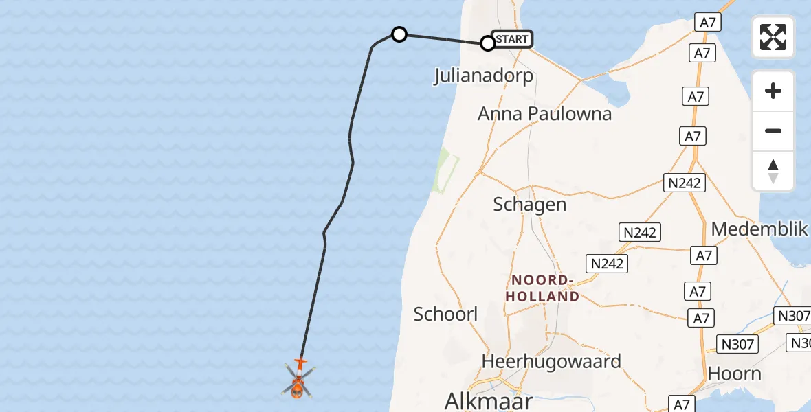 Vluchtroute Kustwachthelikopter Vliegveld De Kooy - , 22 mei 2024, 13:35