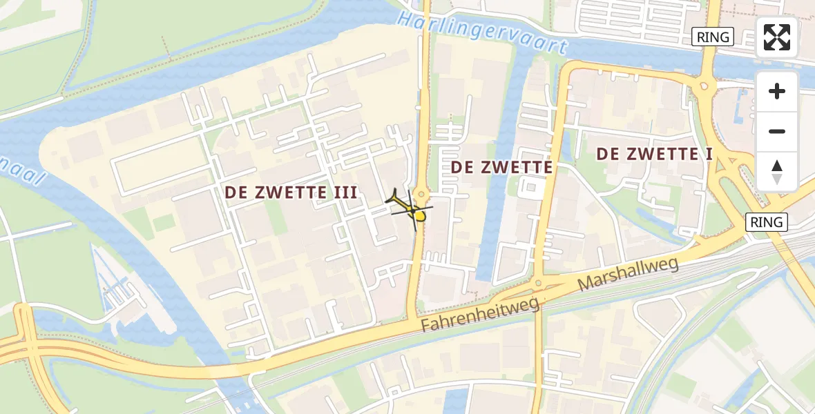 Vluchtroute Ambulancehelikopter van Leeuwarden naar Leeuwarden