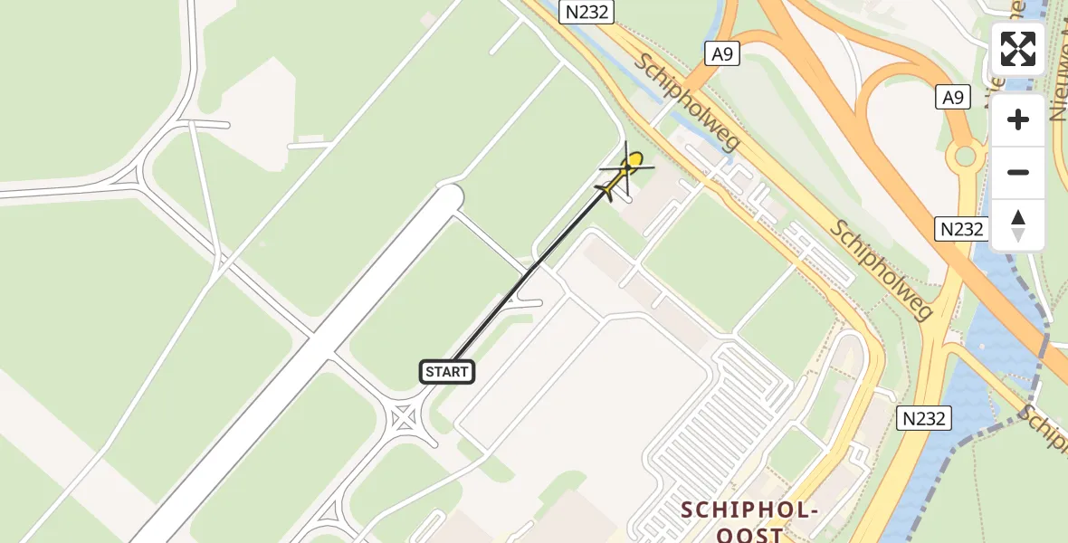 Vluchtroute Politiehelikopter van Schiphol naar Schiphol