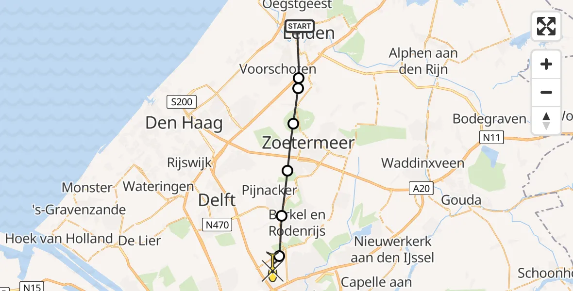 Routekaart van de vlucht: Lifeliner 2 naar Rotterdam The Hague Airport, Nesciokade