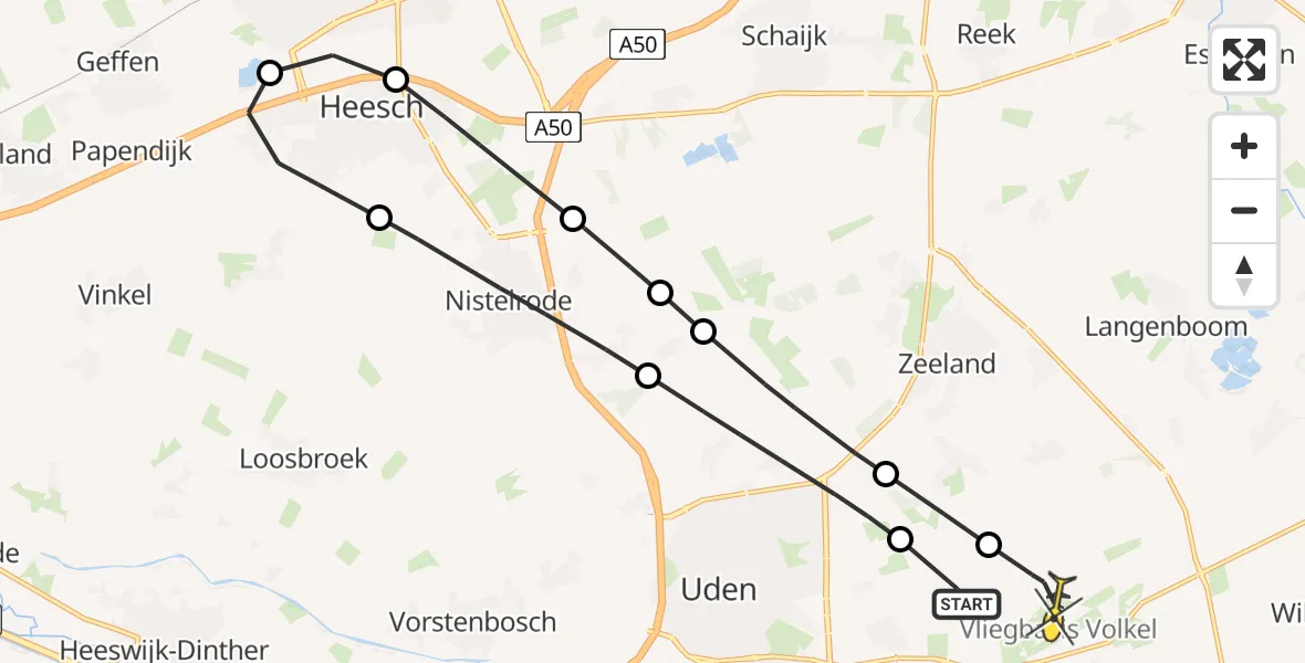 Routekaart van de vlucht: Lifeliner 3 naar Vliegbasis Volkel, Patersweg