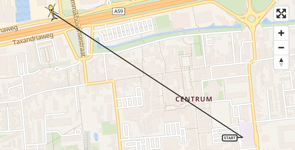 Routekaart van de vlucht: Traumahelikopter naar Waalwijk, Emmikhovensestraat