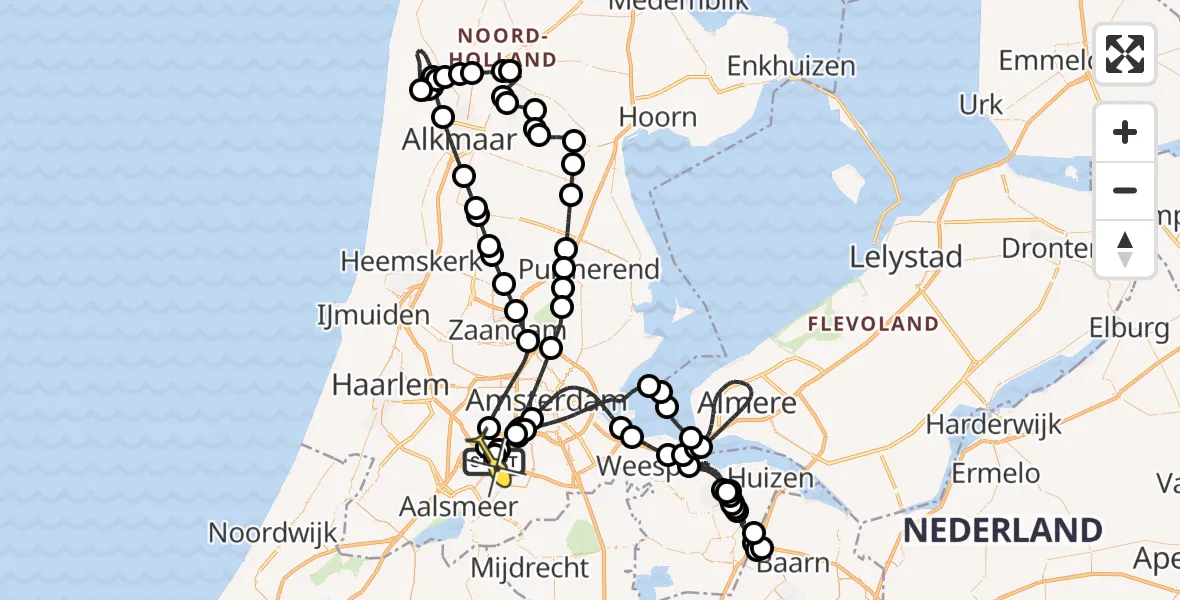 Routekaart van de vlucht: Politieheli naar Schiphol, Loevesteinse Randweg