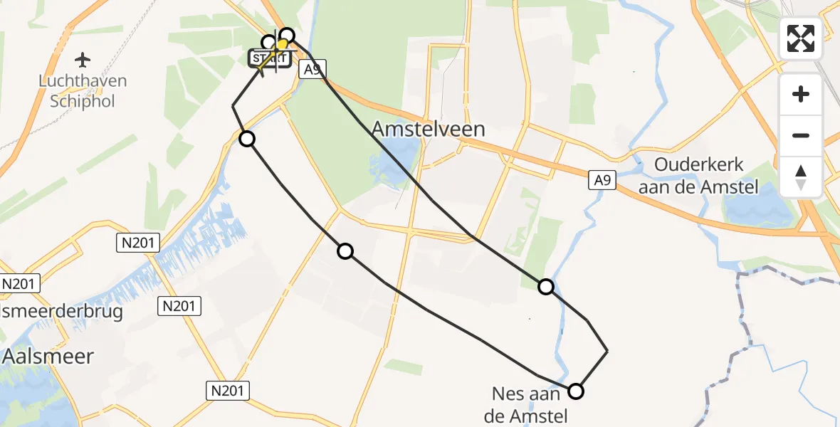Routekaart van de vlucht: Politiehelikopter naar Schiphol, Thermiekstraat