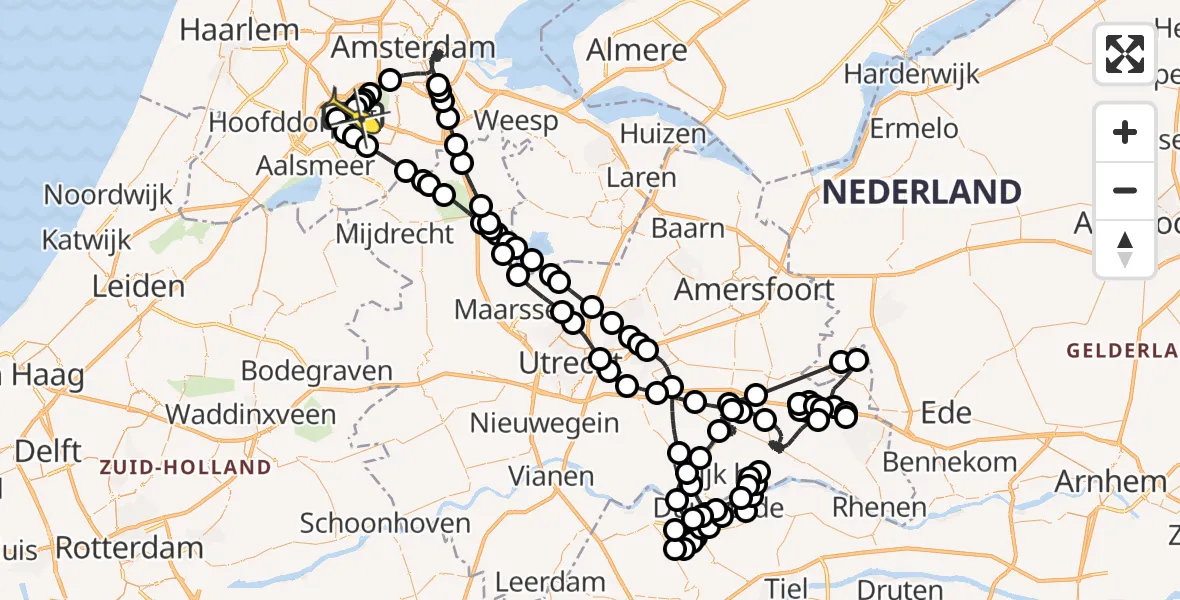 Vluchtroute Politiehelikopter van Schiphol naar Schiphol
