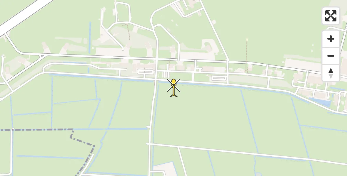 Vluchtroute Ambulancehelikopter van Vliegbasis Leeuwarden naar Vliegbasis Leeuwarden