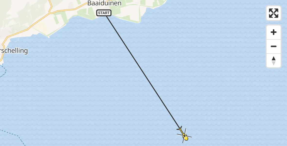 Routekaart van de vlucht: Ambulancehelikopter naar Formerum, Noord Meep