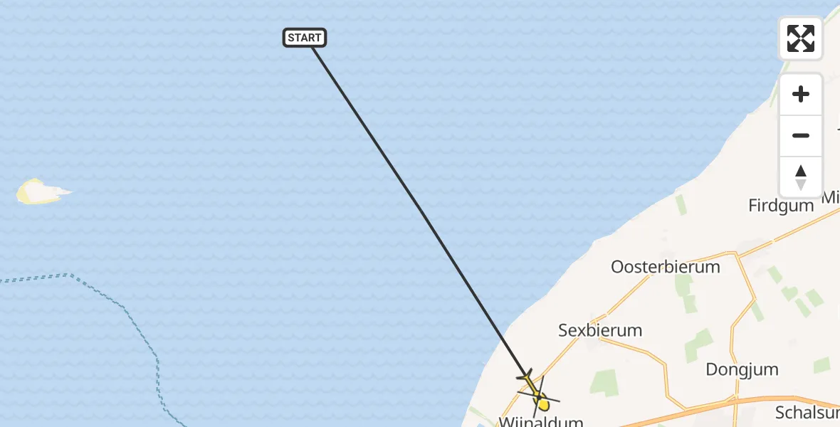 Routekaart van de vlucht: Ambulancehelikopter naar Pietersbierum, Ballast Plaat