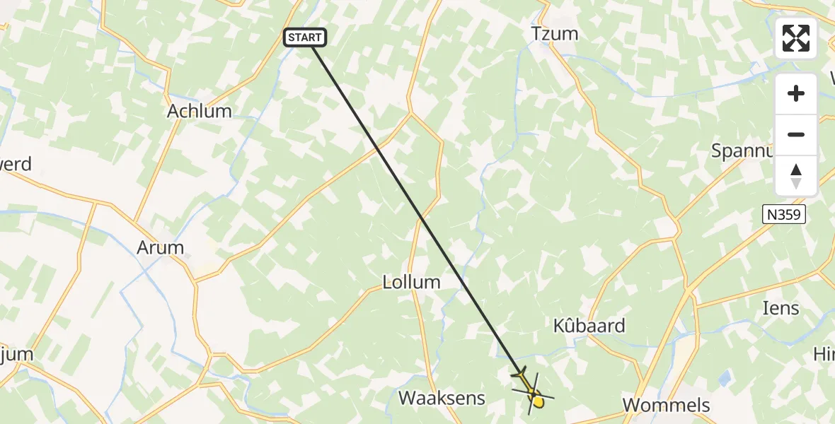 Routekaart van de vlucht: Ambulancehelikopter naar Kûbaard, Slachte