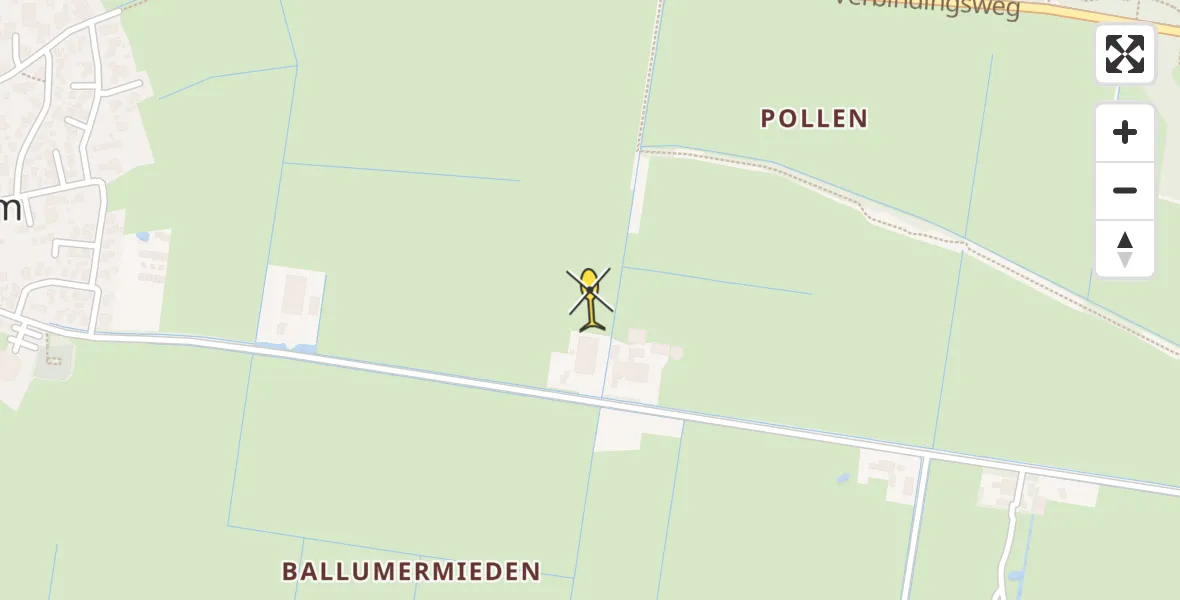 Routekaart van de vlucht: Ambulancehelikopter naar Ameland Airport Ballum