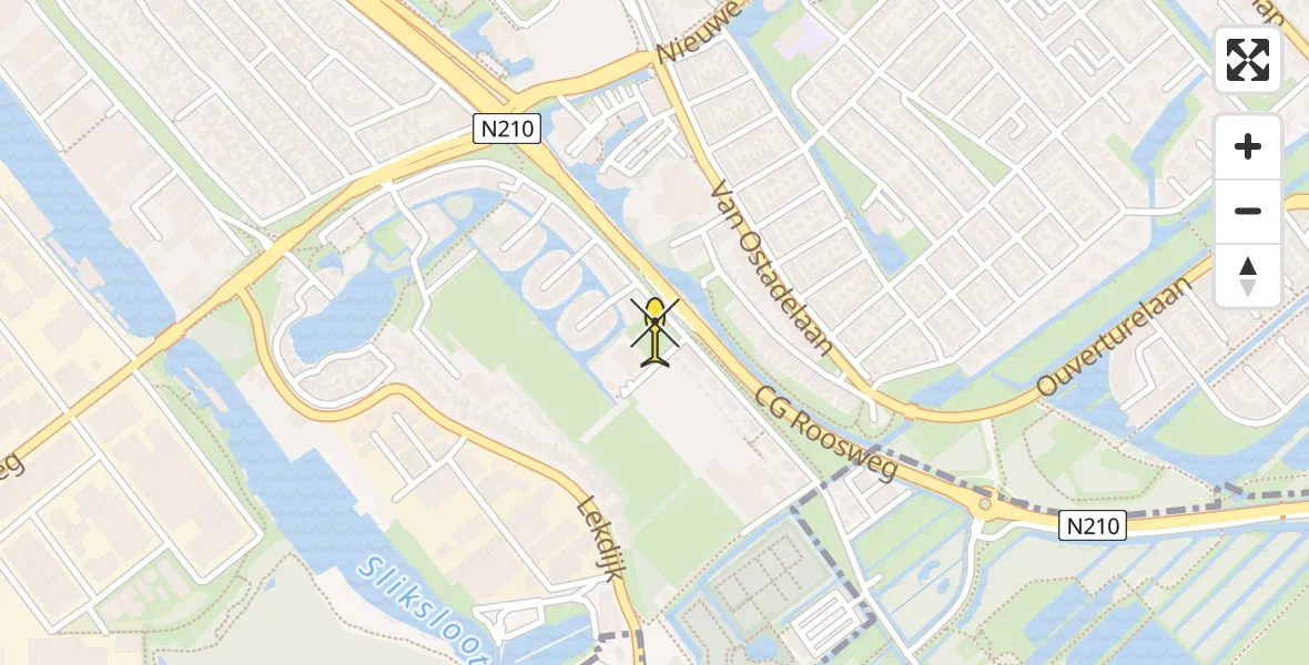 Routekaart van de vlucht: Traumaheli naar Krimpen aan den IJssel