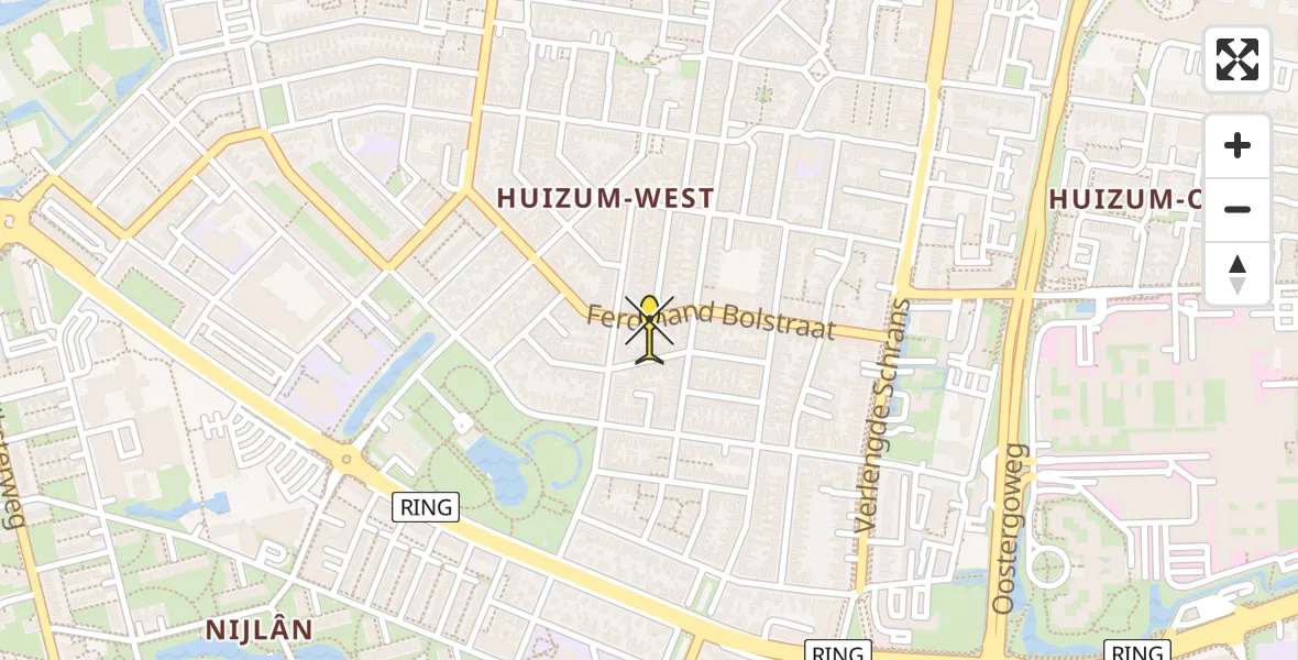 Vluchtroute Ambulancehelikopter van Leeuwarden naar Leeuwarden