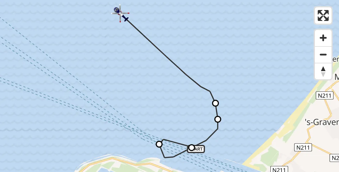 Vluchtroute Politiehelikopter Hoek van Holland - , 23 mei 2024, 17:53