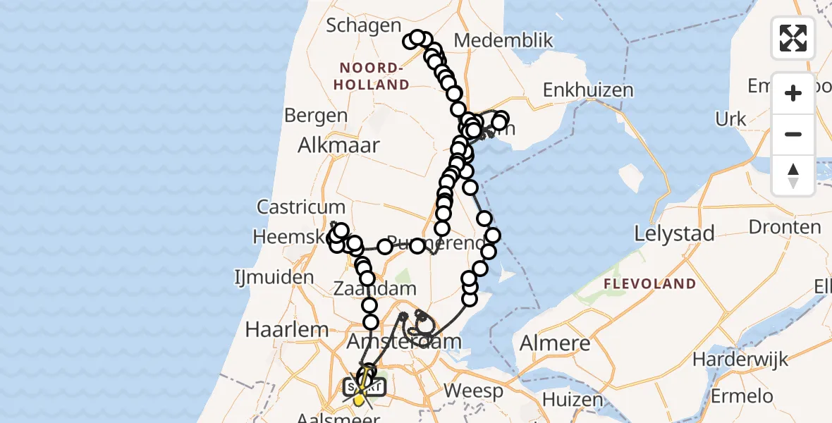 Vluchtroute Politiehelikopter van Schiphol naar Schiphol
