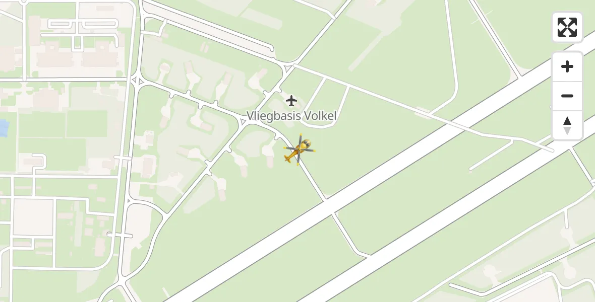 Vluchtroute Traumahelikopter van Vliegbasis Volkel naar Vliegbasis Volkel
