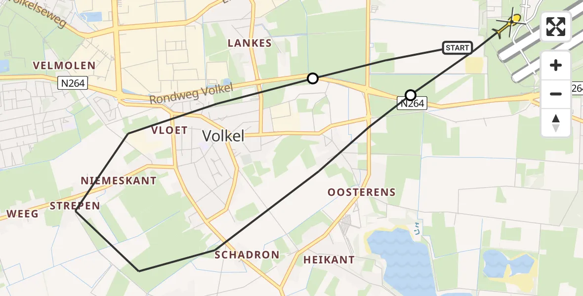 Routekaart van de vlucht: Lifeliner 3 naar Vliegbasis Volkel, Lagenheuvelstraat