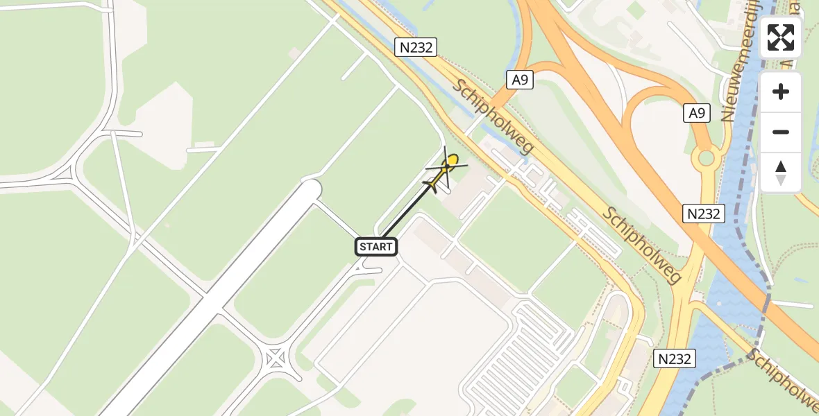 Vluchtroute Politiehelikopter van Schiphol naar Schiphol