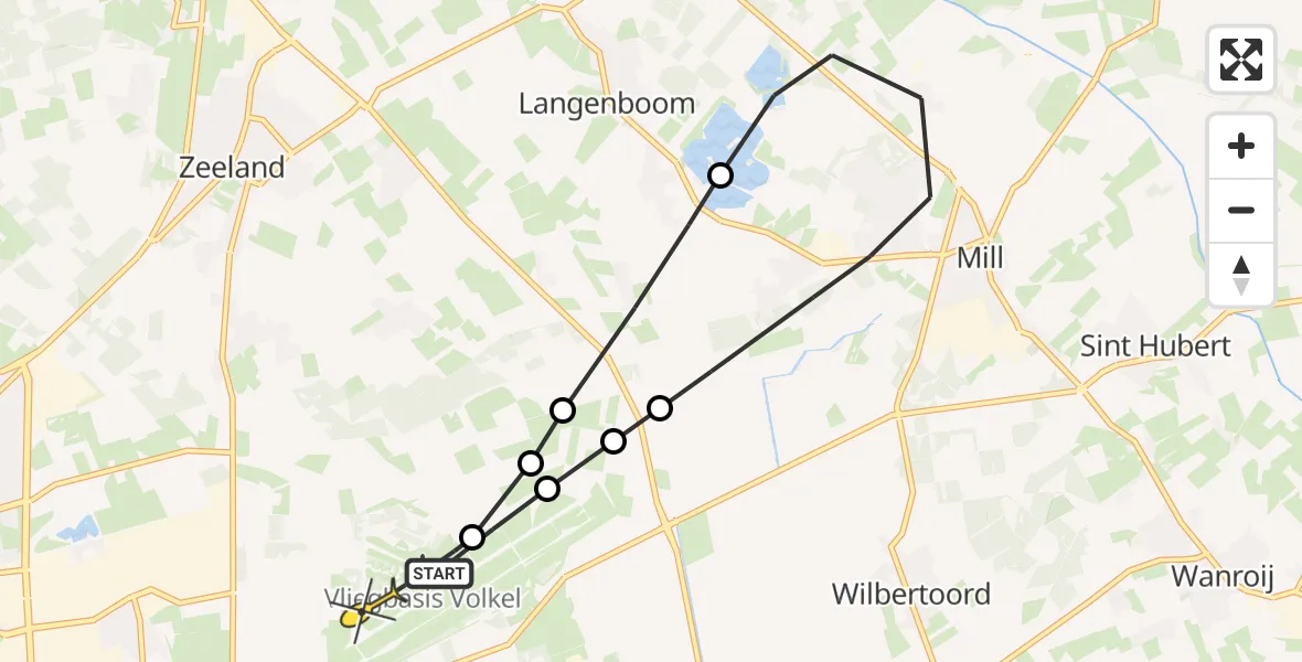 Routekaart van de vlucht: Lifeliner 3 naar Vliegbasis Volkel, Zeelandsedijk