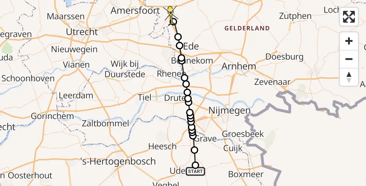 Routekaart van de vlucht: Lifeliner 3 naar Barneveld, Millsebaan