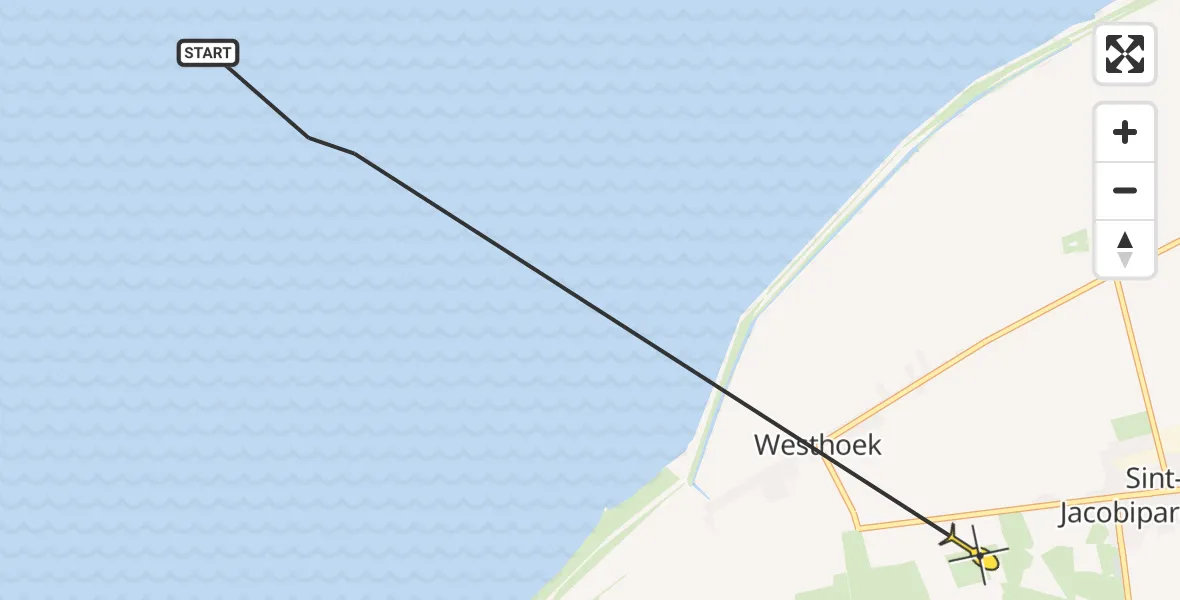 Routekaart van de vlucht: Ambulancehelikopter naar St.-Jacobiparochie, Vingegat