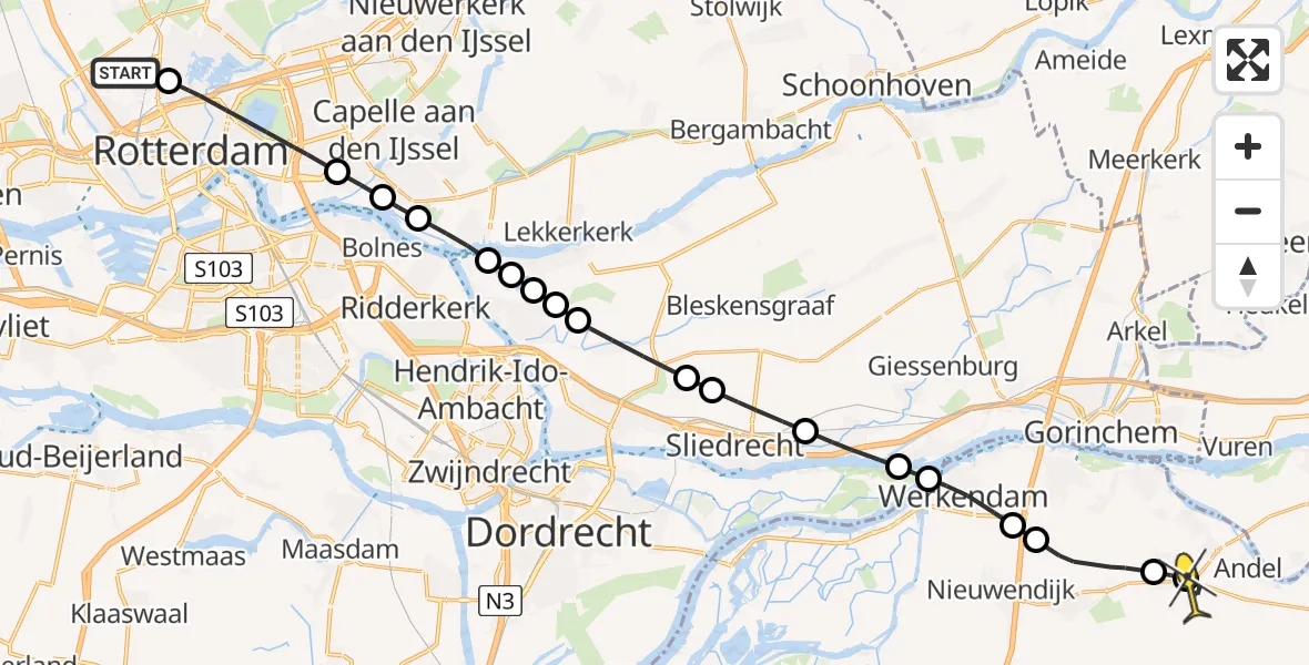Routekaart van de vlucht: Lifeliner 2 naar Giessen, Ada Lovelacestraat