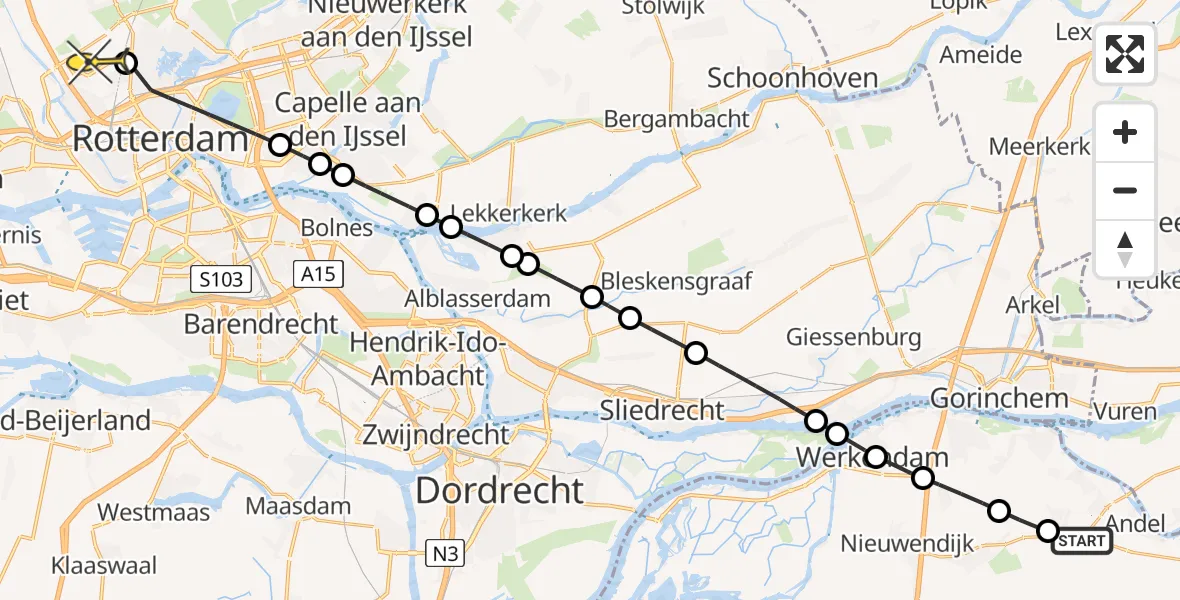 Routekaart van de vlucht: Lifeliner 2 naar Rotterdam The Hague Airport, Almweg