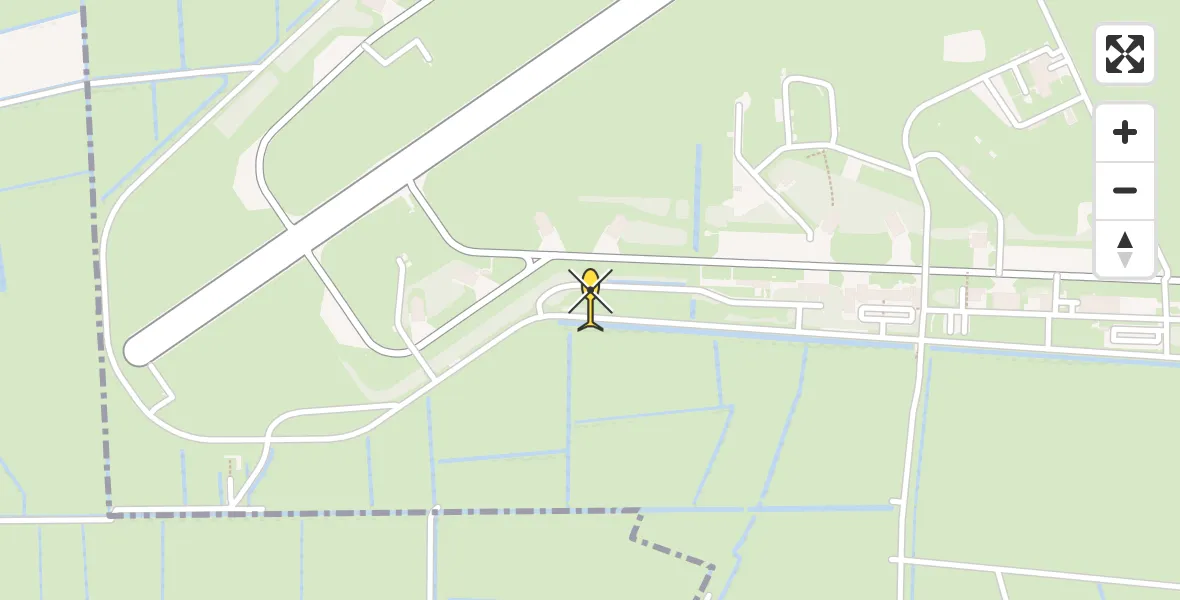 Vluchtroute Ambulancehelikopter van Vliegbasis Leeuwarden naar Vliegbasis Leeuwarden