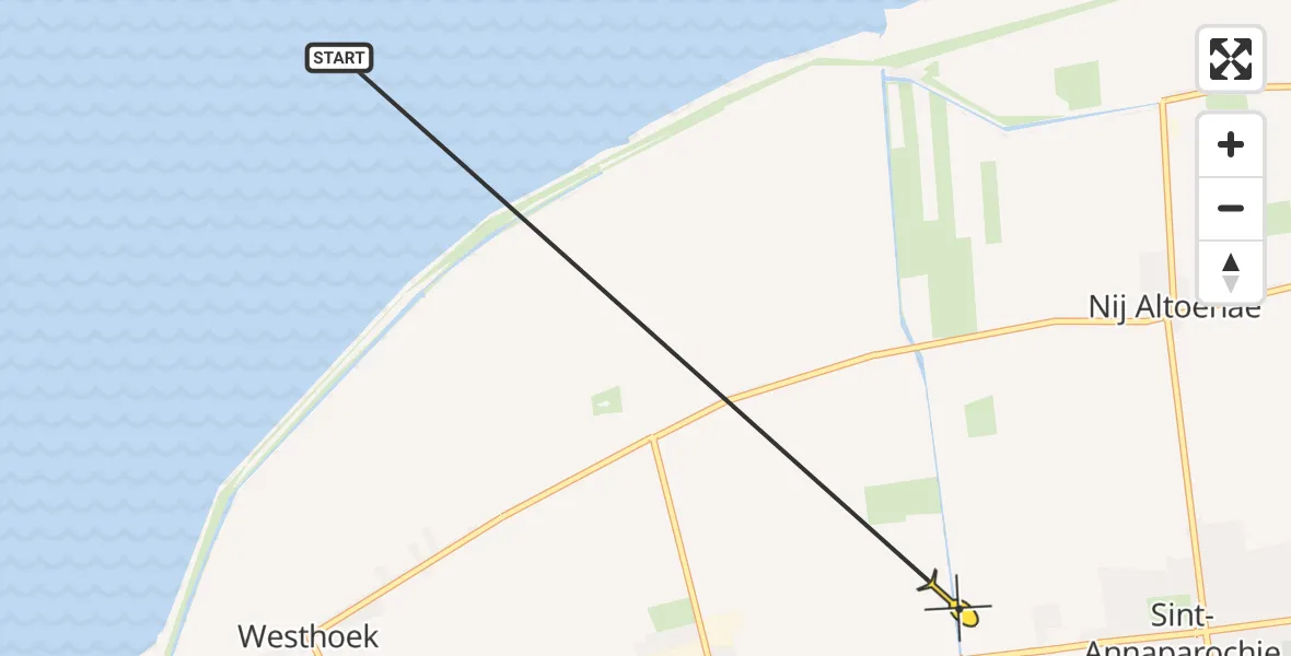 Routekaart van de vlucht: Ambulancehelikopter naar St.-Jacobiparochie, Koudeweg