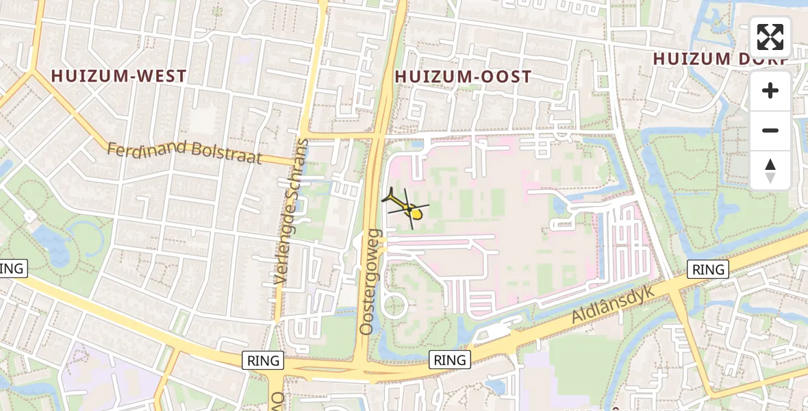 Vluchtroute Ambulancehelikopter van Leeuwarden naar Leeuwarden