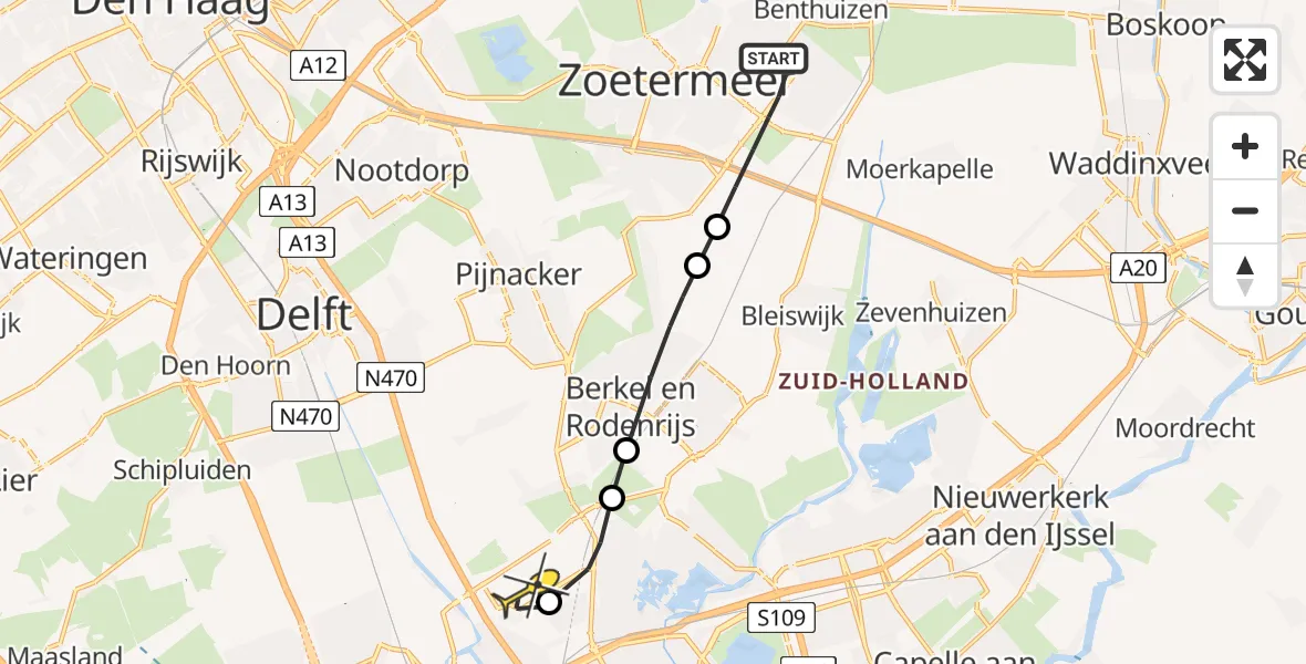 Routekaart van de vlucht: Lifeliner 2 naar Rotterdam The Hague Airport, Oostweg