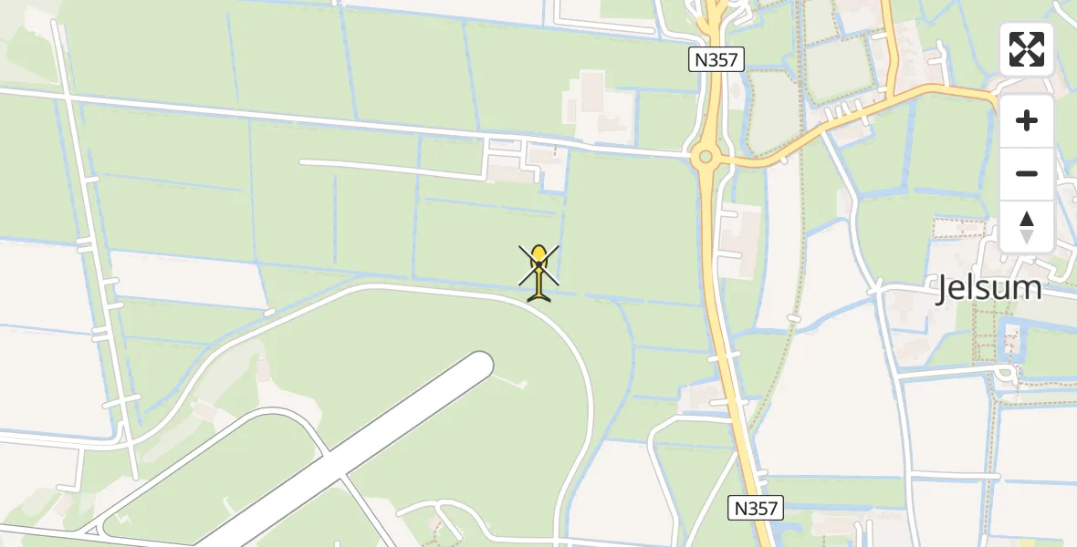 Vluchtroute Ambulancehelikopter van Vliegbasis Leeuwarden naar Vliegbasis Leeuwarden