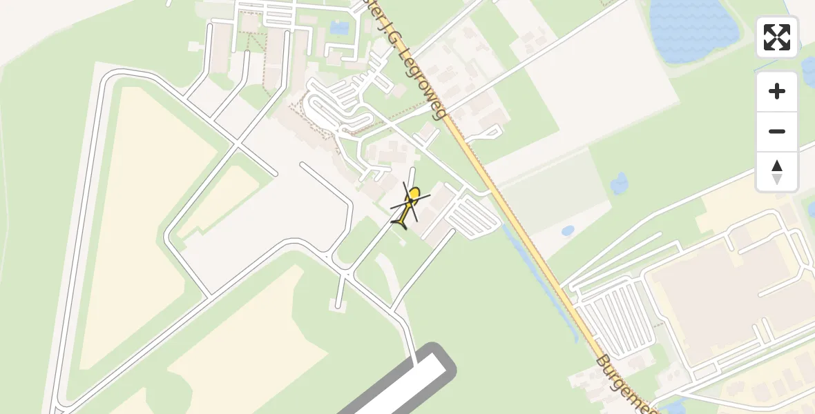 Vluchtroute Traumahelikopter van Groningen Airport Eelde naar Groningen Airport Eelde