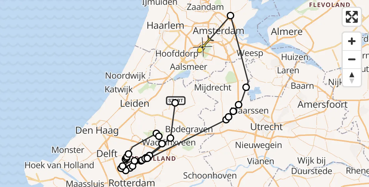 Routekaart van de vlucht: Politieheli naar Amsterdam, Lange Molen tocht