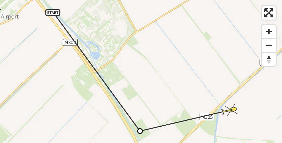 Routekaart van de vlucht: Ambulanceheli naar Biddinghuizen, Vleetweg