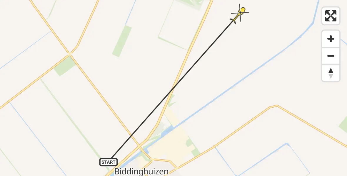 Routekaart van de vlucht: Ambulanceheli naar Dronten, Haringweg