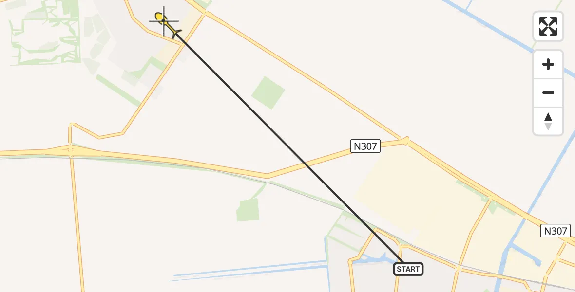 Routekaart van de vlucht: Ambulanceheli naar Swifterbant, De Voetboog