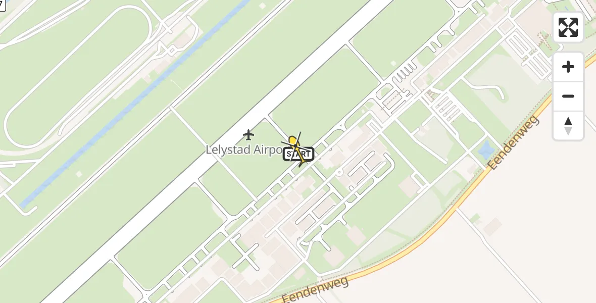 Routekaart van de vlucht: Traumahelikopter naar Lelystad Airport, Emoeweg
