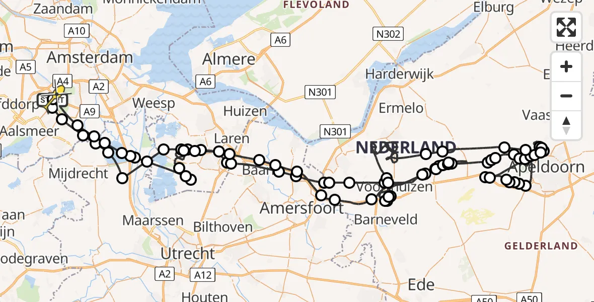 Routekaart van de vlucht: Politieheli naar Schiphol, Van Weerden-Poelmanweg