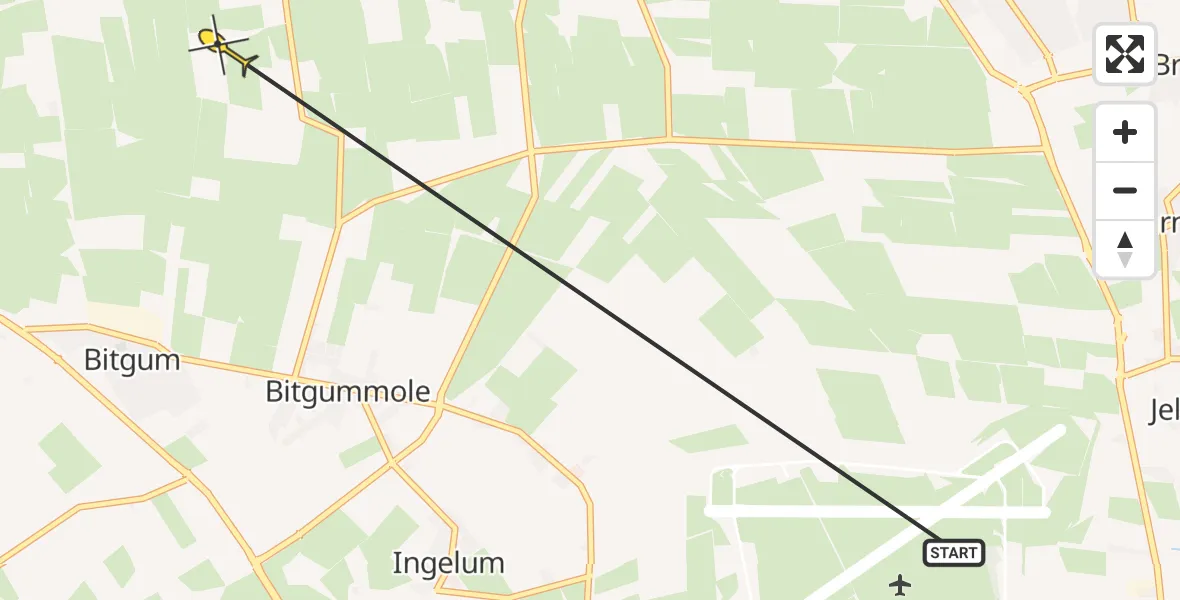 Routekaart van de vlucht: Ambulancehelikopter naar Vrouwenparochie, Hamerenweg