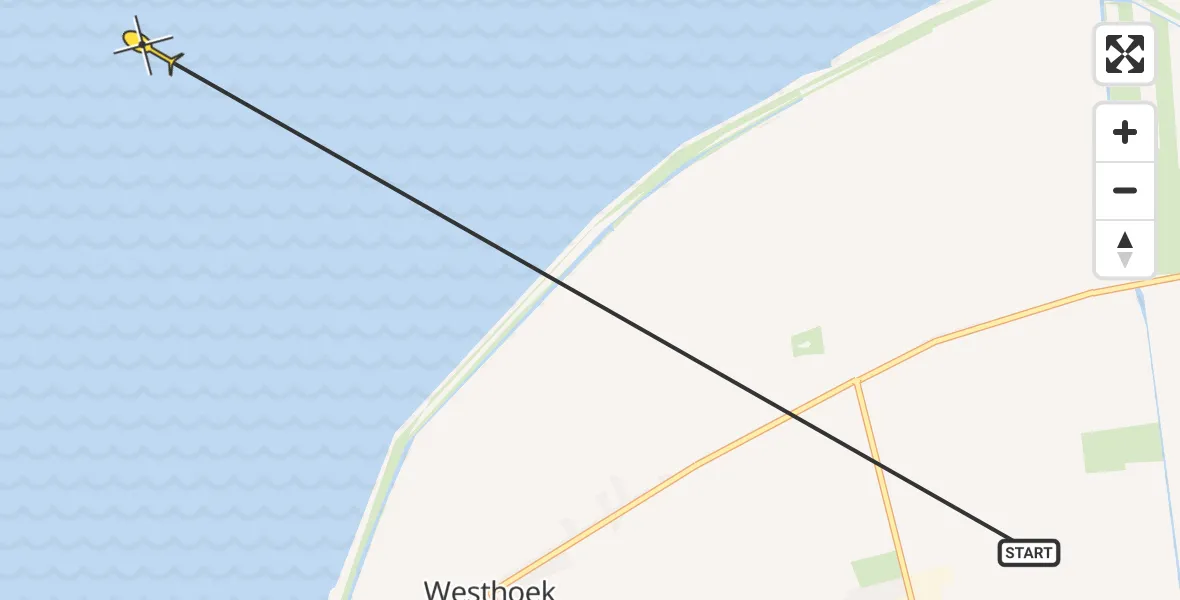 Routekaart van de vlucht: Ambulanceheli naar Oosterend, Vingegat
