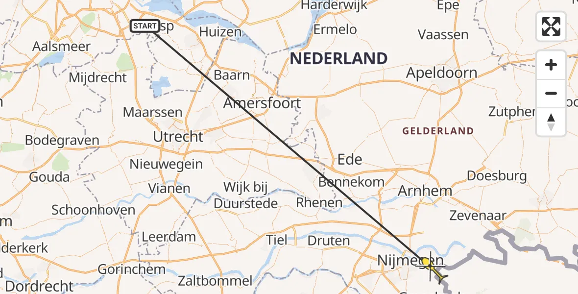 Routekaart van de vlucht: Traumaheli naar Beek, Nieuwe Rijksweg