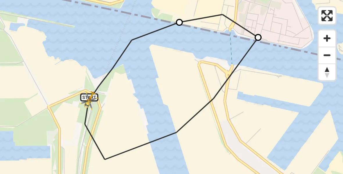 Vluchtroute Traumahelikopter van Amsterdam Heliport naar Amsterdam Heliport