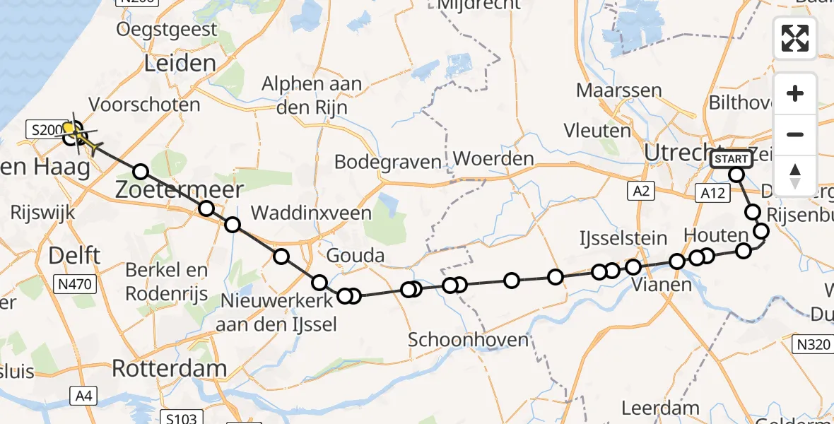 Routekaart van de vlucht: Lifeliner 2 naar Wassenaar, Limalaan